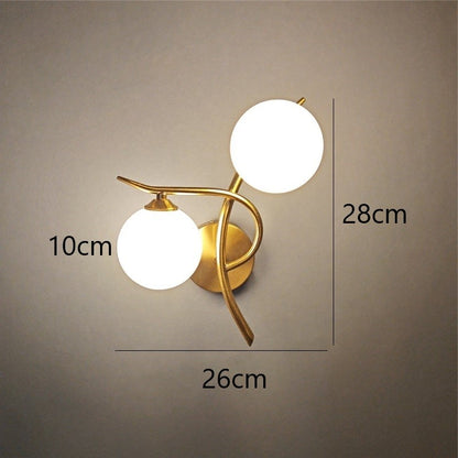 Nordic Modern Iron Wall Lamps LED Bedroom Bed Lamp Learning Corridor Room Indoor Wall Lights Glass Ball Decor Light Fixtures E27
