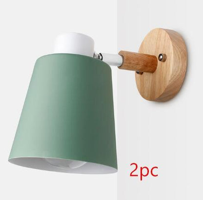 wooden wall lights bedside wall lamp wall sconce modern wall light for bedroom Nordic macaroon 6 color steering head E27