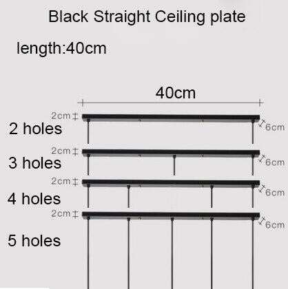 Ceiling Plate Black/White Iron Pendant Lamp Bases DIY 2/3/4/5 holes 25cm/30cm/40cm/50cm Straight/Round Ceiling Base