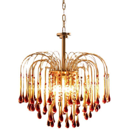 Retro Water Drop French Light Luxury Living Room Bedroom American Glass Chandelier