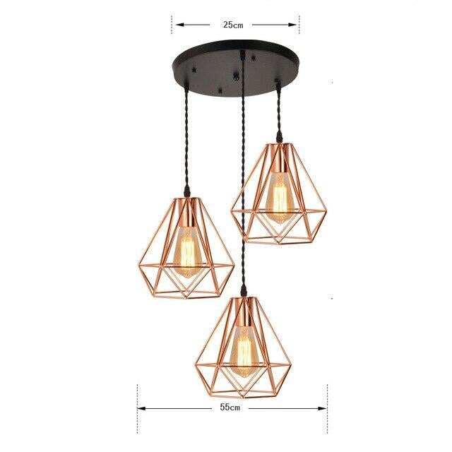 Modern Plating Metal Cage Pendant Lamp,Vintage Plating Rose Gold Birdcage Creative Hanging Lamp For Restaurant Living Room
