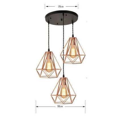 Modern Plating Metal Cage Pendant Lamp,Vintage Plating Rose Gold Birdcage Creative Hanging Lamp For Restaurant Living Room