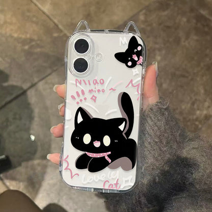 Funny Cute Kitten Bracelet Case Compatible for IPhone 13 11 16 17 15 12 Pro Max 8 7 16 Plus X XR XS Max SE 2020 Cute Cat Ears Cover