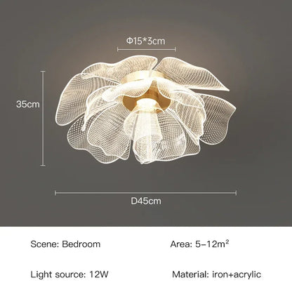 LED Ceiling Light Flower Design Acrylic Lamp Study Bedroom Entrance Hallway Light Interior Gold Luxury Lighting