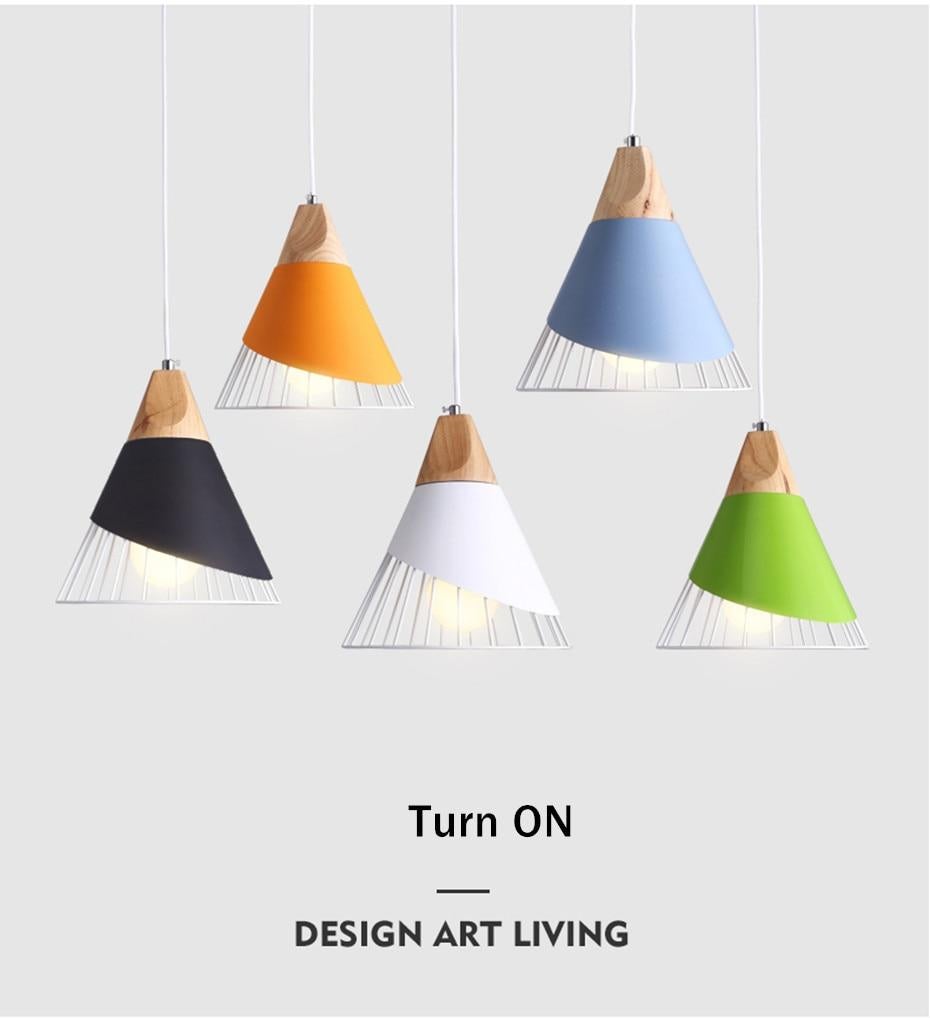 Modern Wood Pendant Lights led hang lamp Colorful Aluminum Pendant Lamps for Living room/Bedroom/Restaurant lights