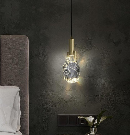 All-copper Original Stone Crystal Bedroom Bedside Small Chandelier Decorative Chandelier