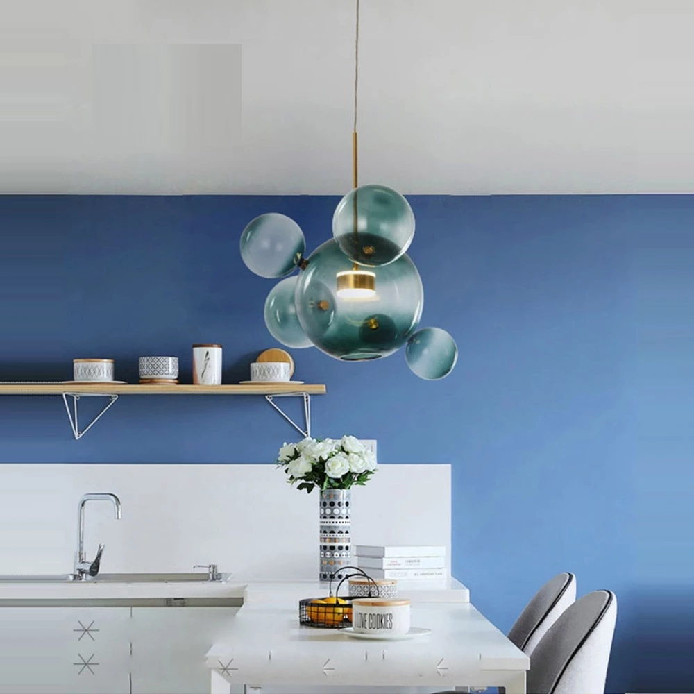 LED Nordic Iron Glass Mickey Gradual Blue LED Lamp LED Light.Pendant Lights.Pendant Lamp.Pendant light For Dinning Room Foyer