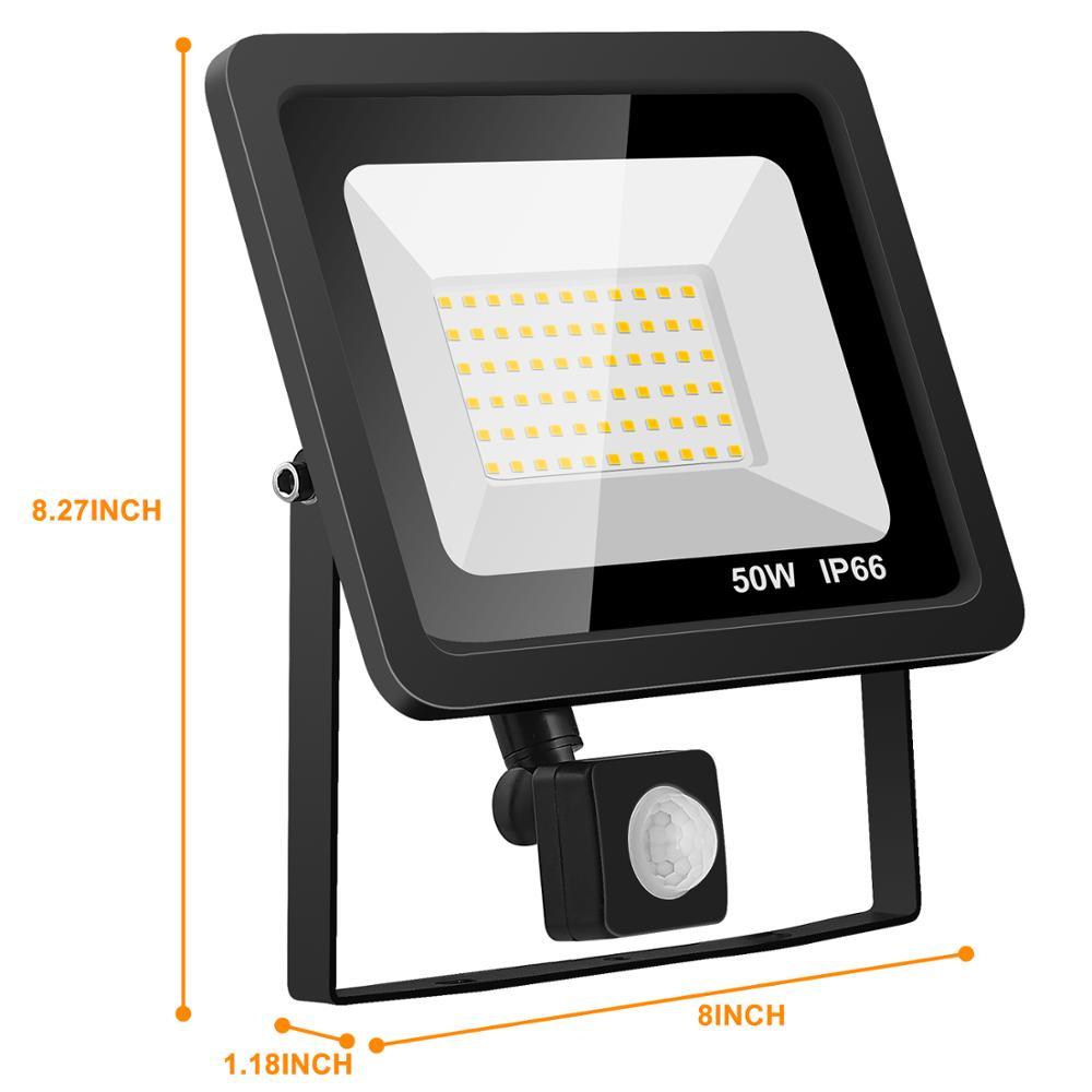 10W 20W 30W 50W 100W Led Flood Light With Adjustable PIR Sensor SMD 2835 Floodlights Outdoor Lighting For Street Square
