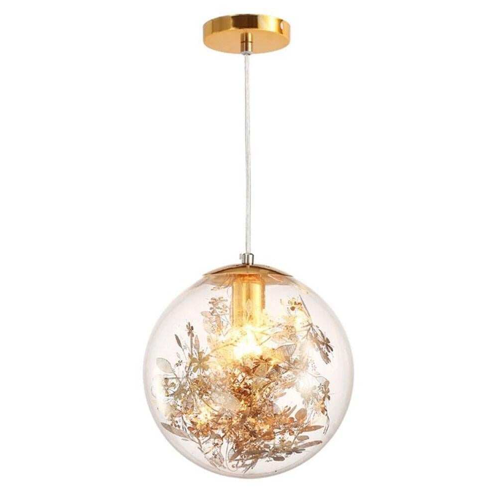 Nordic E27 Pendant Lights Gold And Silver Flower Hanging Lamp Hanglamp Creative Transparent Glass Staircase Loft Home Deco