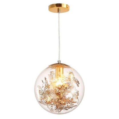 Nordic E27 Pendant Lights Gold And Silver Flower Hanging Lamp Hanglamp Creative Transparent Glass Staircase Loft Home Deco