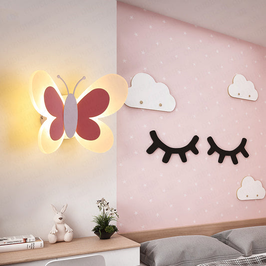 Butterfly Girl Room Lamp Creative Cartoon Children Energy-saving Boy Lamp Wall Lamp