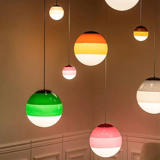 Gradient Colorful Pendant Light LED Modern Chandelier Hanging Lamps For Bedroom Living Rooms Indoor Lighting