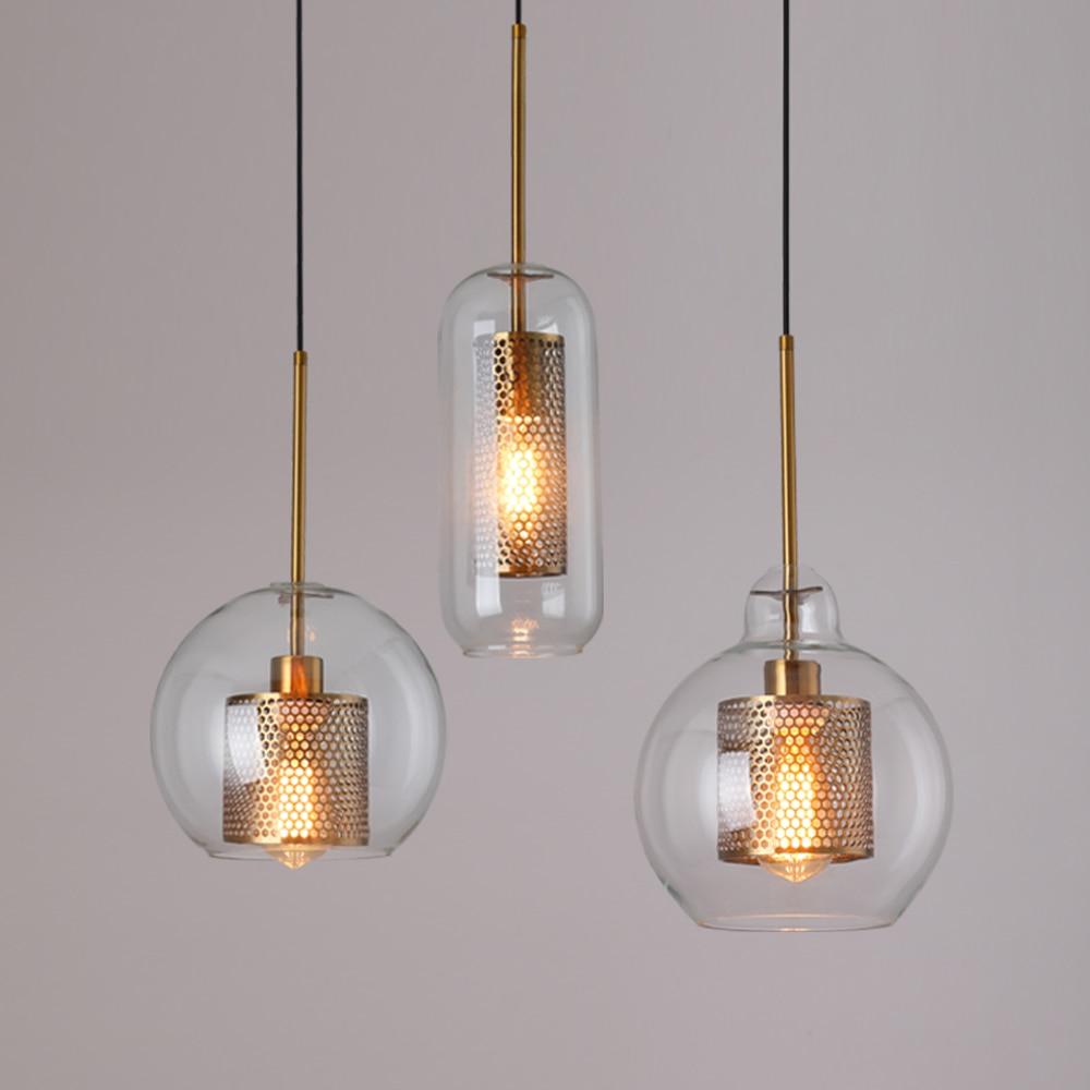 Loft Modern Pendant Light Glass Ball Hanging Lamp Kitchen Light Fixture Dining Hanglamp  Living Room Luminaire