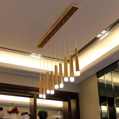 Wood Stick Pendant Lamp Light Modern Bedside Natural Wood Pipe Pendant Lights