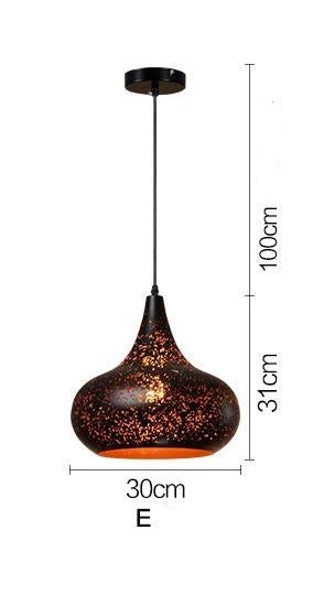 Vintage Pendant Light Iron Loft Nordic Porous Etching Lampshade
