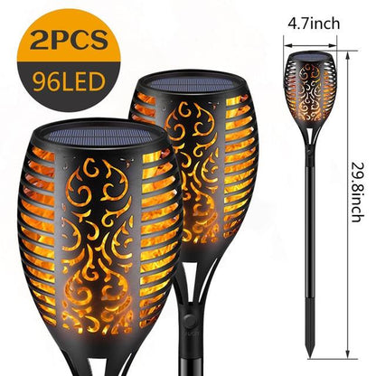 33/96 LED Solar Flame Lamp Outdoor Torch Lights Safety Waterproof Light Flicker Lights for Garden Decoration Automatic On Dusk