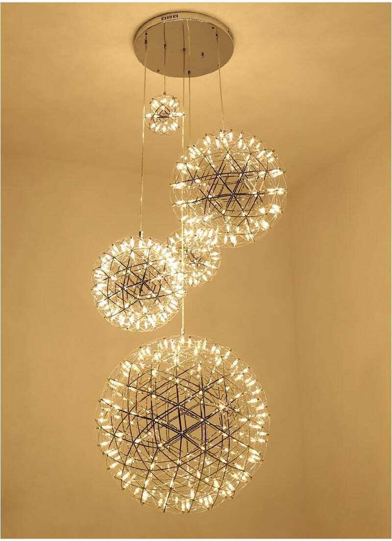 Modern Loft Spark Ball LED Pendant Light Firework Stainless Steel Pendant Lamps