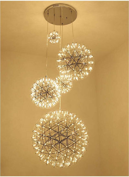 Modern Loft Spark Ball LED Pendant Light Firework Stainless Steel Pendant Lamps