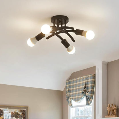 Retro-style Wrought Iron Pipe Pendant Light Industrial Art Pendant Lamp for Modern Living Room and Bedroom Lighting Decor