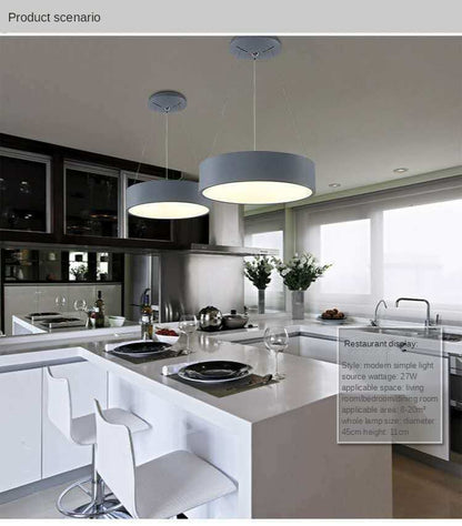 Gray Circle LED Pendant Lights Modern For Dining Room Restaurant Decoration Hanging Lamp Living Bedroom Fixtures Luminaria