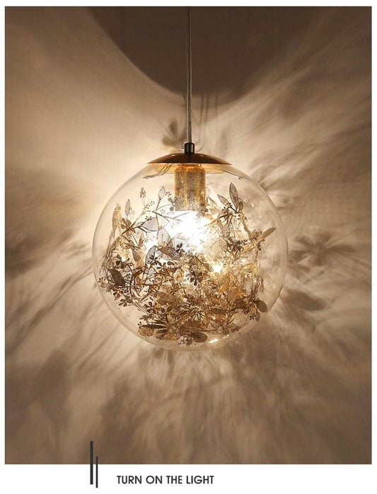 Nordic E27 Pendant Lights Gold And Silver Flower Hanging Lamp Hanglamp Creative Transparent Glass Staircase Loft Home Deco
