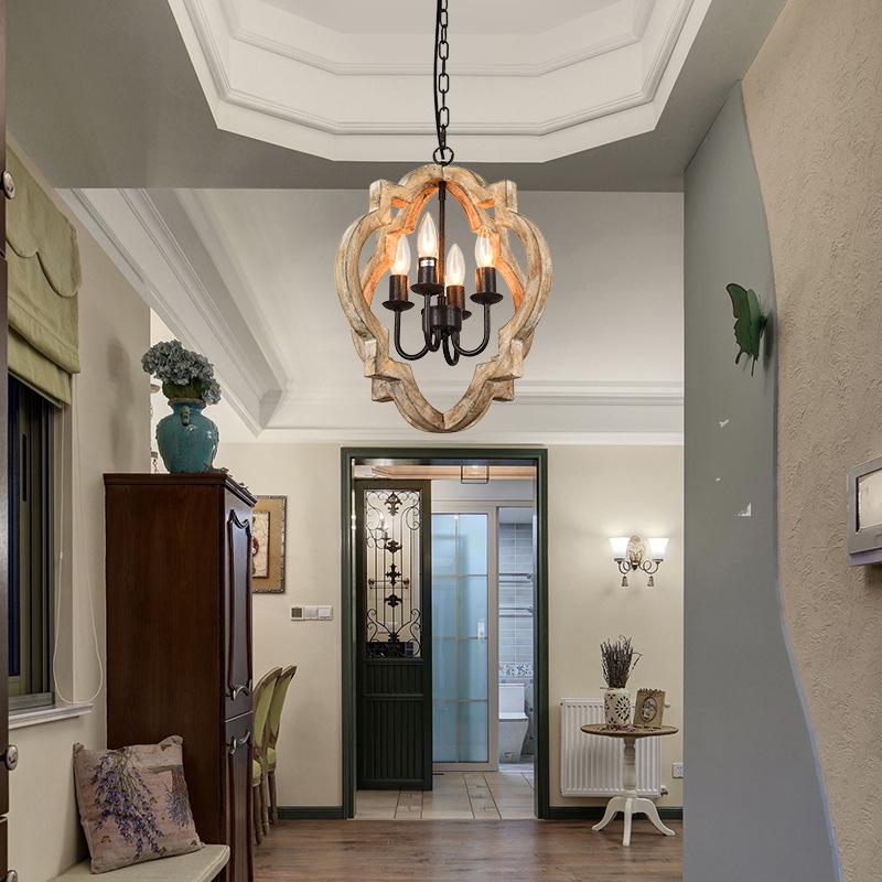 Retro Four Head Industrial Hotel Iron Chandelier Living Room Bar Restaurant Lamp