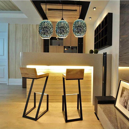Modern 3D Colorful Nordic Starry Sky Hanging Glass Shade Pendant Lamp Lights E27 LED For Kitchen Restaurant Living Room