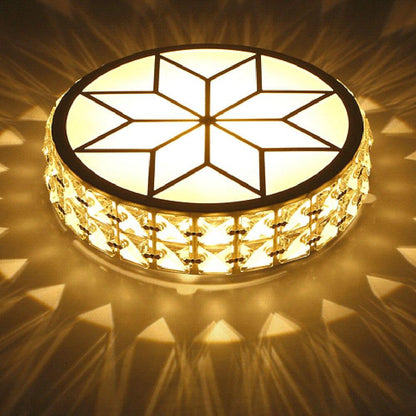 Modern Metal Crystal Ceiling Lamp For Hallway Dinning Room 6W/12W Glass Lampshade Round Aisle Lighting