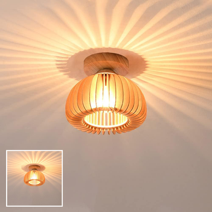 Wooden Pumpkin Ceiling Light Modern Minimalist LED Ceiling Lamp E27 Base Ceiling Lamps