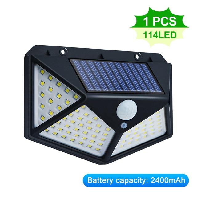 100/114 LED Solar Light Outdoor Waterproof Solar Powered Lamp PIR Motion Sensor Street Light for Garden Decoration 3 Modes