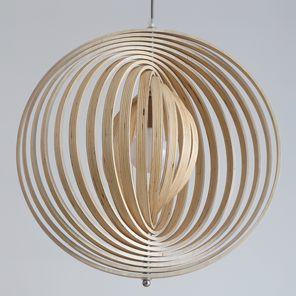Rotating Moon Pendant Light Nordic Circular wood light dining table light Bedroom Bar Corridor Hanging Lamp