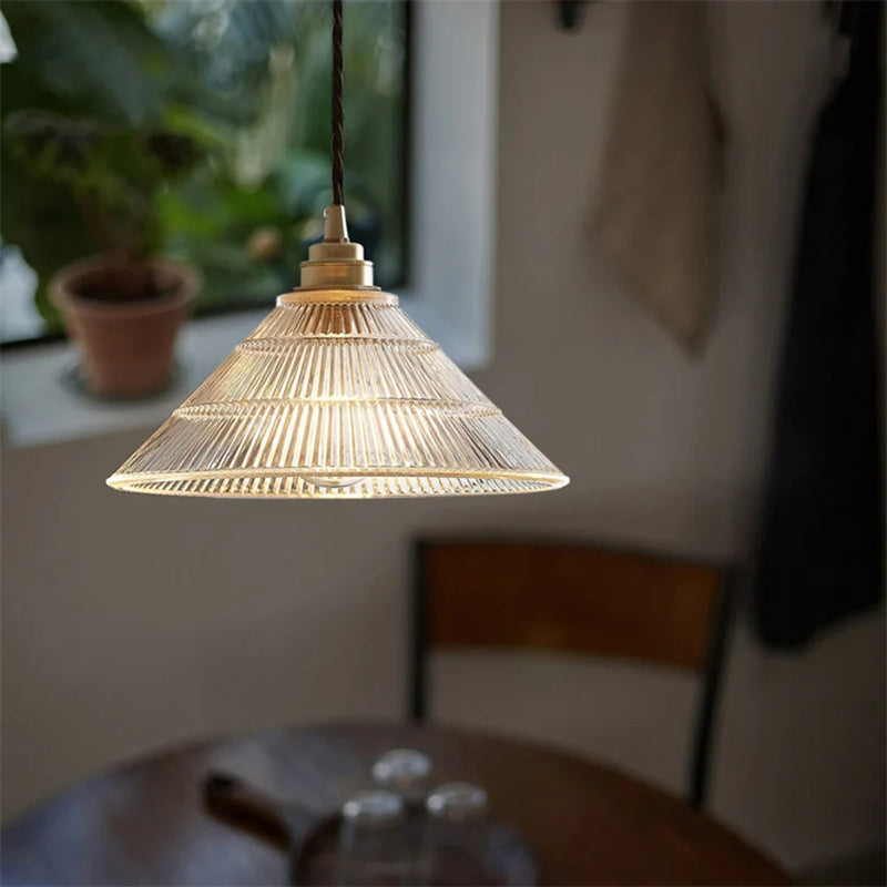 LED French glass chandelier for bedside, bar, dining room minimalist home decoration, pendant wire 1.5M