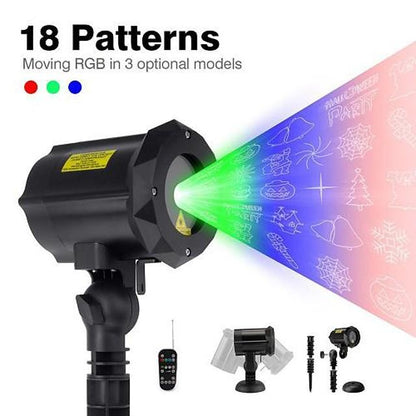 1pcs x-37p-d garden laser lights projector 18 festive designs for christmas halloween blue green red 3 color waterproof laser projector