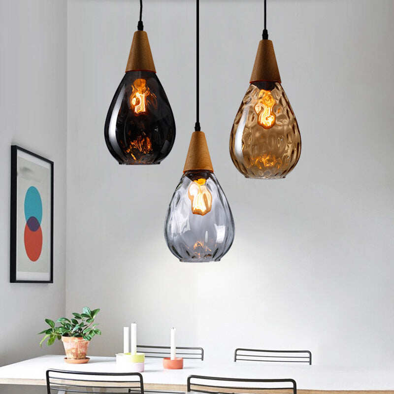 Living Room Bar Solid Wood Lighting Simple Creative Personality Single Glass Chandelier