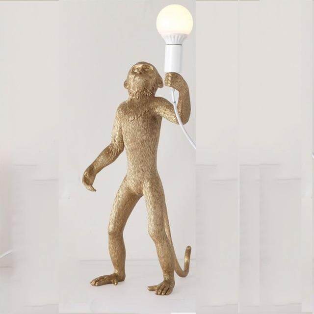 Resin Black White Gold Monkey Lamp Pendant Light For Living Room Lamps Art Parlor Study Room Led Lights lustre With E27 Led Bulb