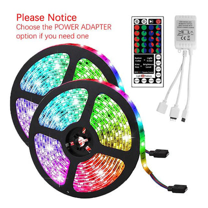 10M(2x5M) Waterproof Flexible LED Strip Lights RGB Tiktok Lights 2835 600LEDs 8mm 44Keys IR Remote Controller