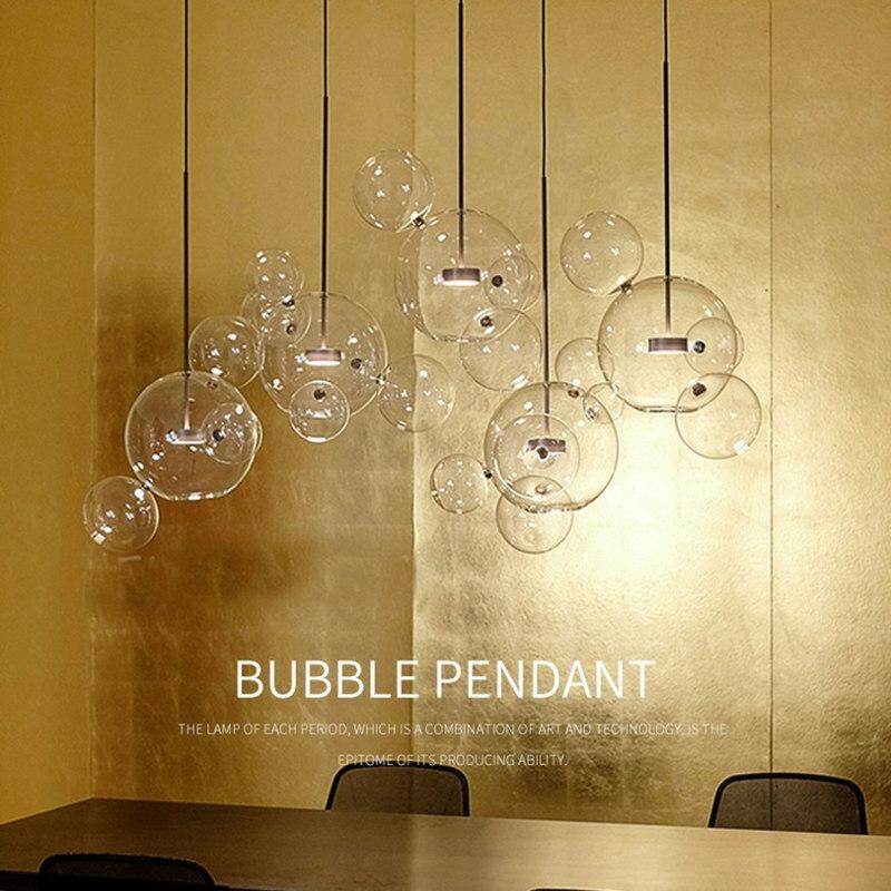 Modern Creative Clear Glass Bubble Ball Led Pendant Lamp for dining room living room bar LED Glass Hang Lamp