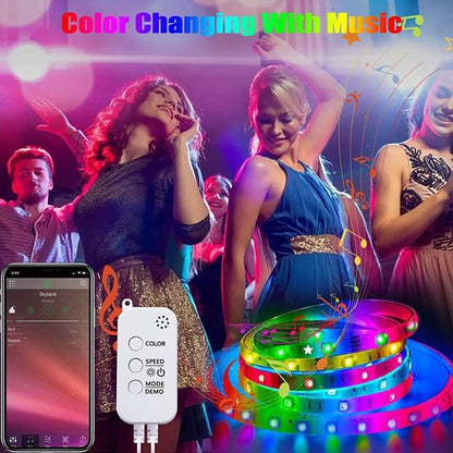 20M LED Strip Lights RGB LED Light Strip Music Sync 1200LEDs LED Strip 2835 SMD Color Changing LED Strip Light Bluetooth Controller and 40 Key Remote LED Lights for Bedroom Home Party