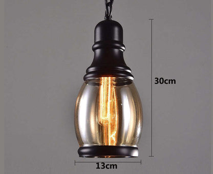 Vintage Loft Pendant Light Industrial Style Amber Glass Lamp Bar/Restaurant Retro Room Bar Bed Room 3 Style Pendant Light