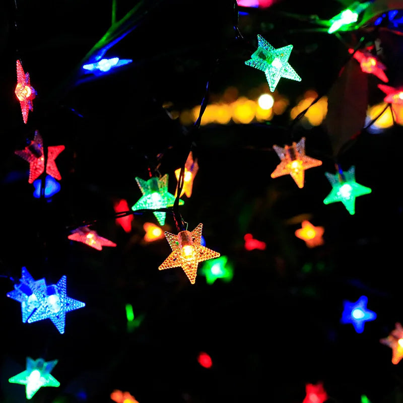 LED Solar Star String Lights Outdoor Waterproof Solar Powered Fairy Lights for Patio Garden Yard Porch Christmas Wedding Decor