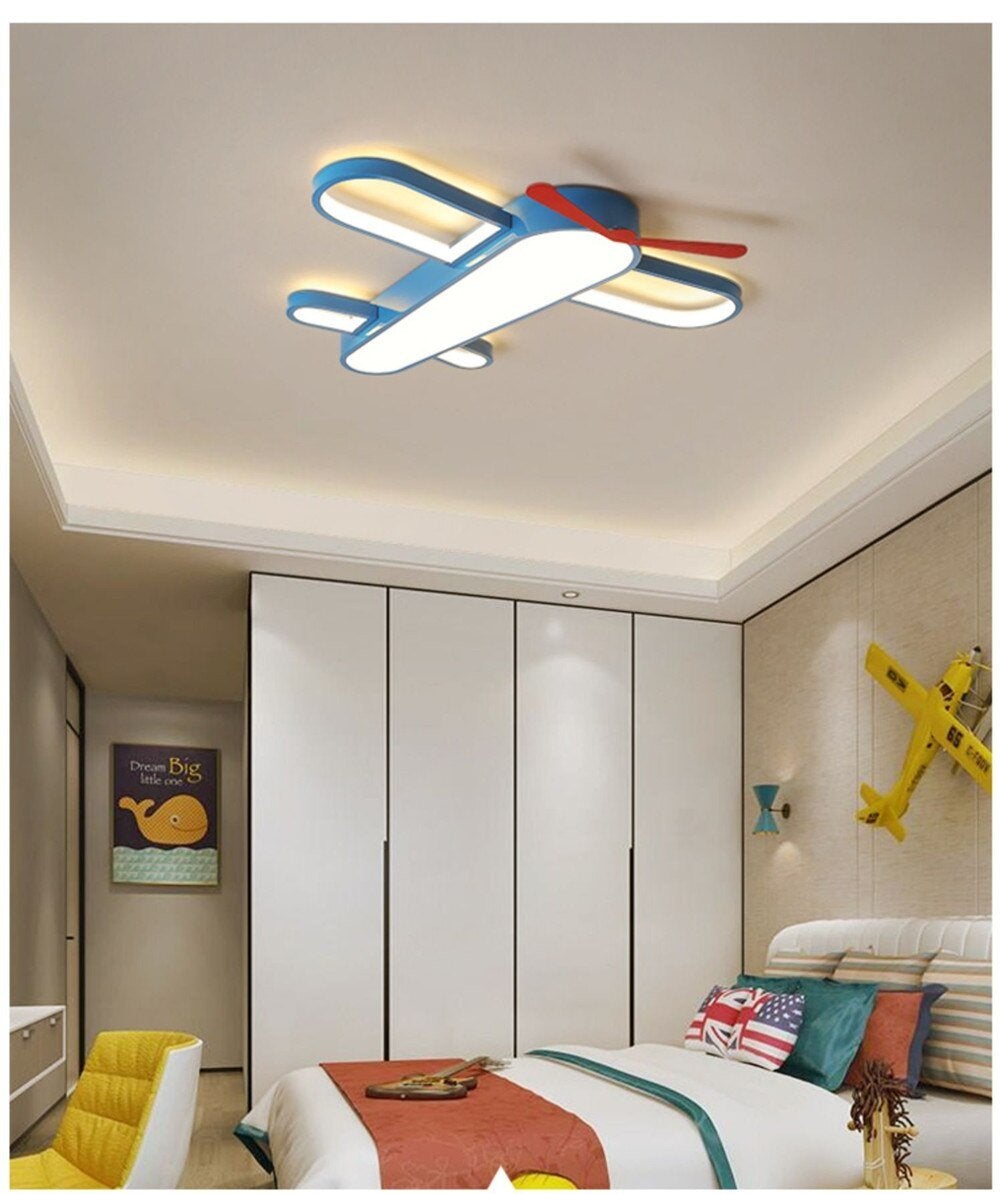 Modern Kids Room LED Lamp Ceiling Light Novelty Cartoon The Plane Bedroom Shop Colorful Lighting Fixture
