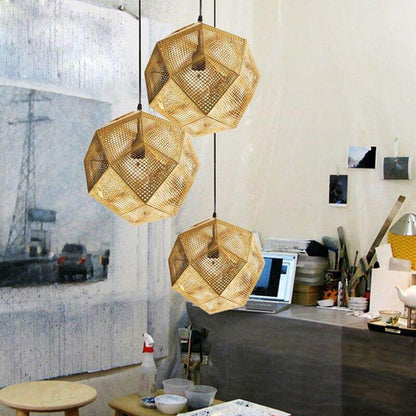 Modern Industrial Pendant Lights Hotel/Restaurant/Bar Pendant Lamps Gold/Silver Stainless Steel Art Geometry Net Lighting