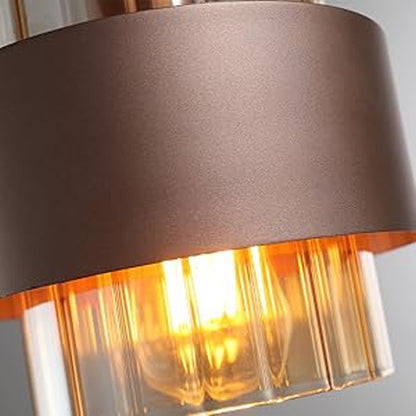 Modern Pendant Lights E27 LED Amber Glass Bronze Colored Chandeliers Dining Bedroom Hanging Lamps Pendant