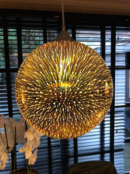 LuKLoy LED Pendant Lights Mirror Glass Ball Firework Lampshade Pendant Lamp for Loft Restaurant Bar Dining Room Kitchen Island