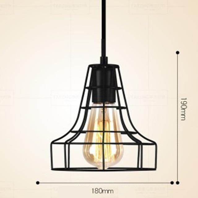 LED Indoor E27Modern Cage Pendant Light Iron Minimalist Retro Scandinavian Loft Pendant Lamp Metal Hanging RestaurantLamp