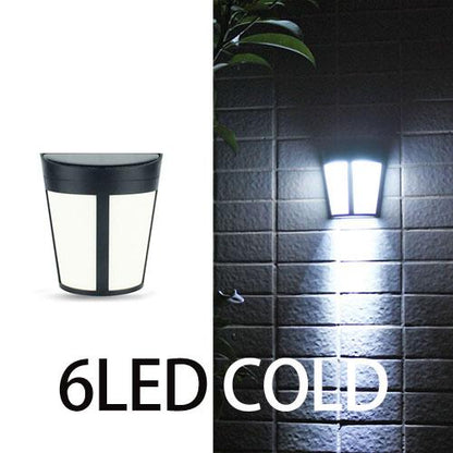 1pc New High Quality Wall Lamp Solar Light 6 LED Outdoor Garden Wall Path Yard Landscape Lighting Cool White Warm RGB changeable