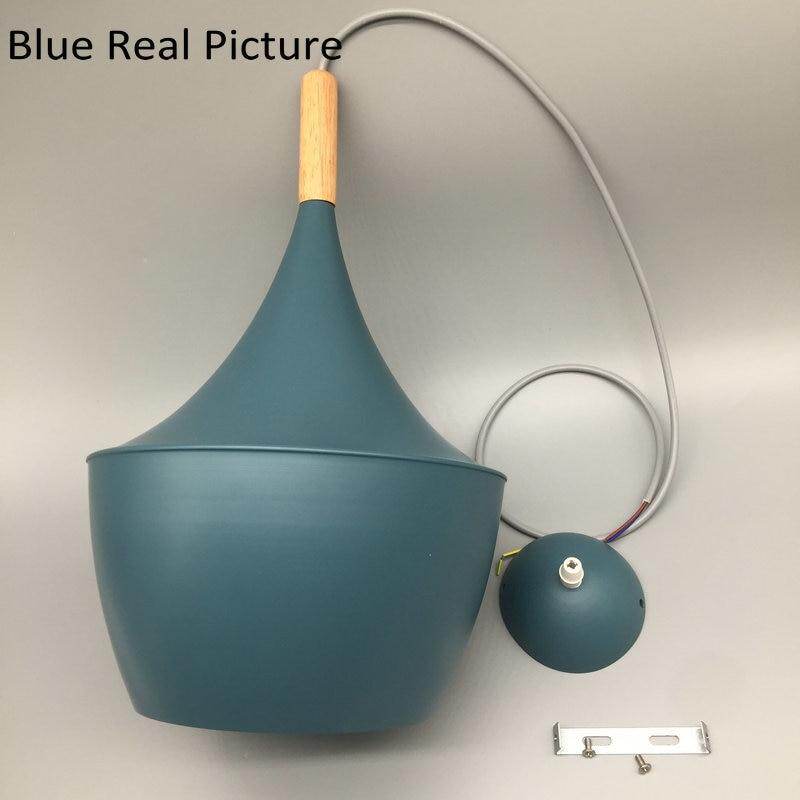 Modern Nordic Pendant Lights Iron Lampshade Wood LED Hanging Lamp