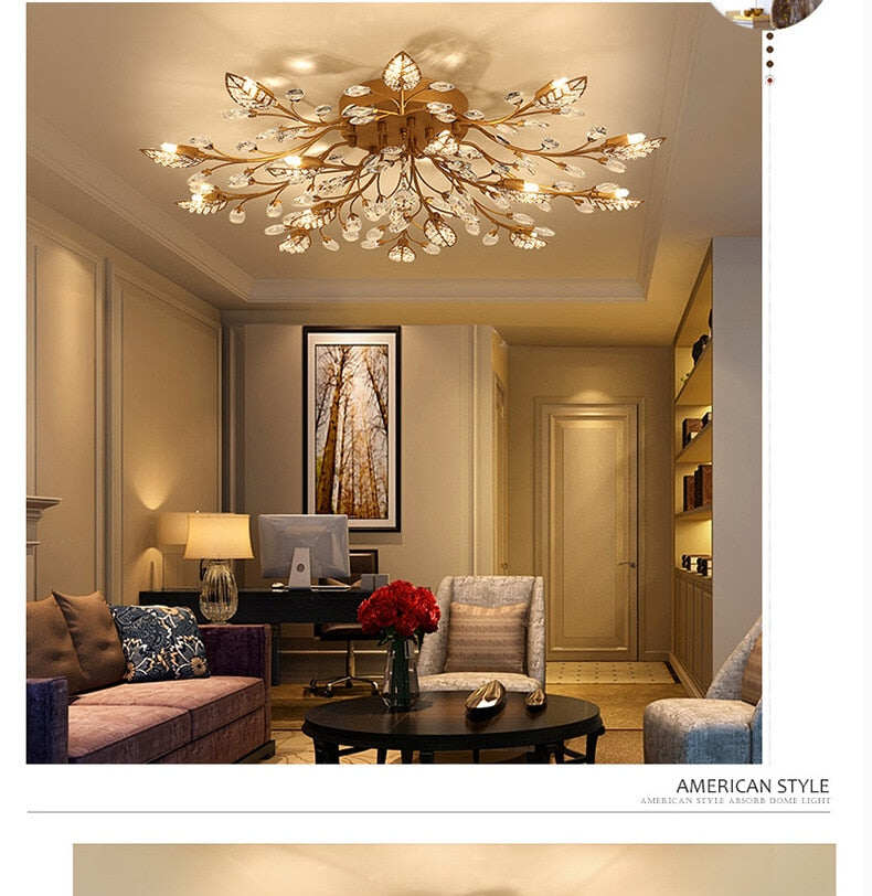 Vintage LED Ceiling Light Crystal Ceiling Lamp For Living Room Loft