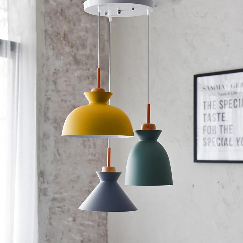 Fashion Indoor lighting pendant lights Wood and aluminum lamp restaurant bar coffee dining room LED hanging light fixture