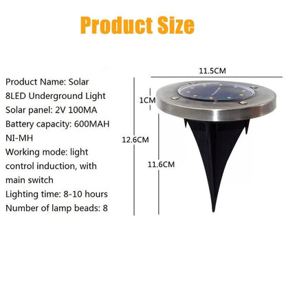 LED Solar Lawn Lamp Solar Power Buried Light Under Ground Lamp Outdoor Path Way Garden Decking Light White Warm White
